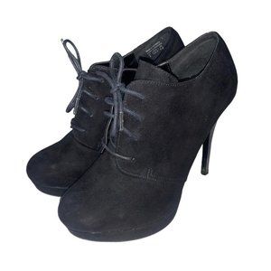 Call it Spring Vegan Suede Platform Heels Stiletto Black Laces Women's Size 8 US